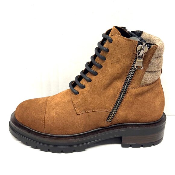 MIZ MOOZ NUBUCK LEATHER BOOTS SIDE ZIP LACE UP 37EU/ 7US CAMEL Z-167 - Picture 3 of 6